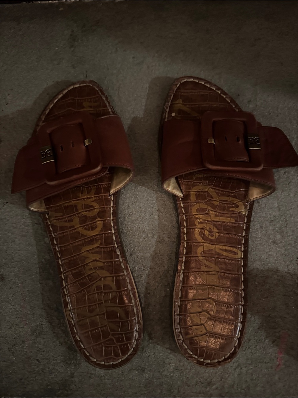 Sam Edelman Woman’s Brown Leather Slide Sandals with Buckle Accent
Granada
SZ 9